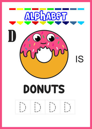 alphabet letter d is for donuts. sweet donuts.のイラスト素材