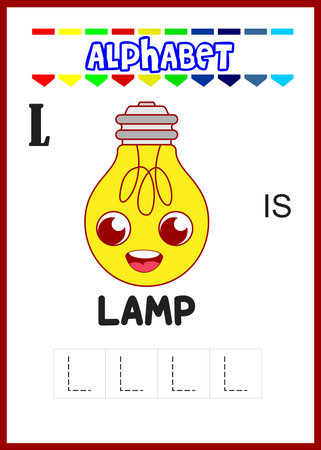 alphabet letter l is for lamp. cute lamp.のイラスト素材