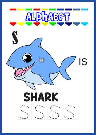 alphabet letter s for shark. baby shark.のイラスト素材