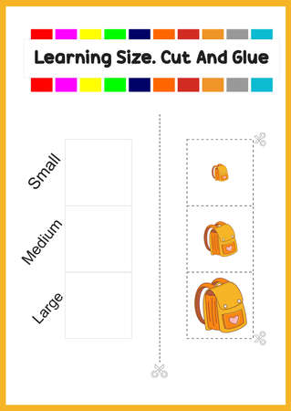 learning size for kid. cut and glue picture bagのイラスト素材