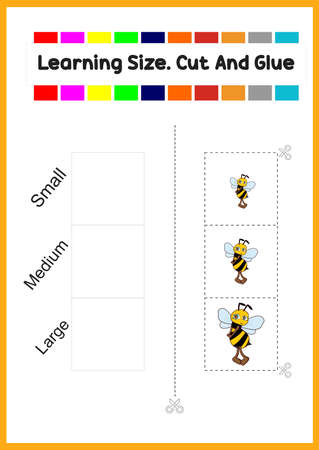 cut and glue the bee. game for kidsのイラスト素材