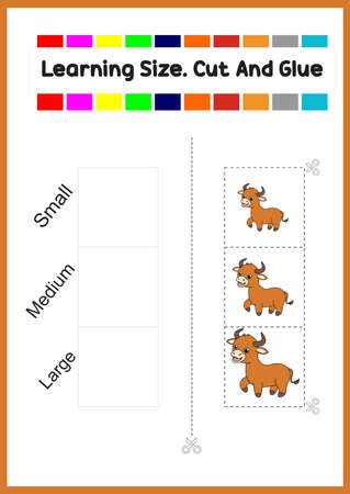 learning size for kids. sort picture by size.cute bullのイラスト素材