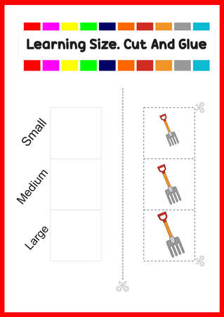 learning size for kids. sort picture by size.pitch fork worksheet.のイラスト素材