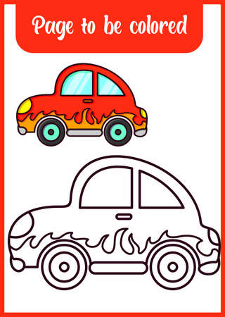 coloring book for kid ,cute carのイラスト素材