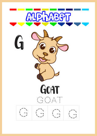 alphabet letter g is goat page. cute goatのイラスト素材