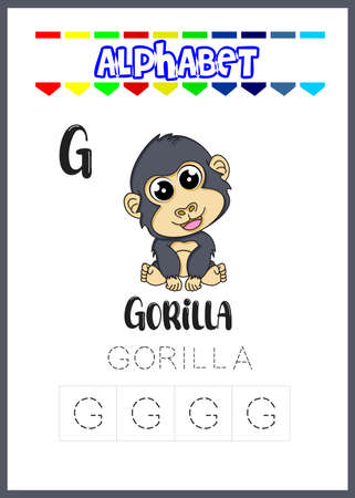 alphabet letter g is gorilla page. cute gorillaのイラスト素材