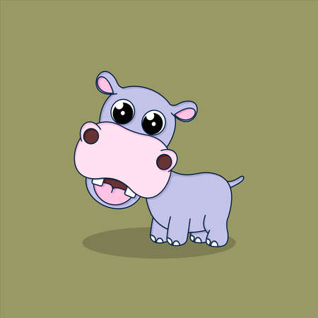 cute hippo animal characterのイラスト素材