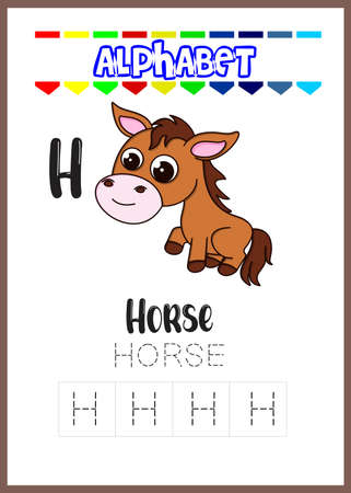 alphabet letter h is horse. cute horseのイラスト素材