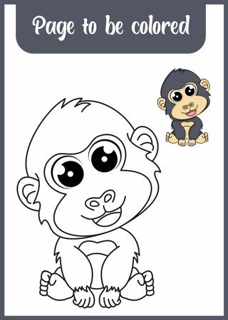 coloring book for kids, cute gorillaのイラスト素材