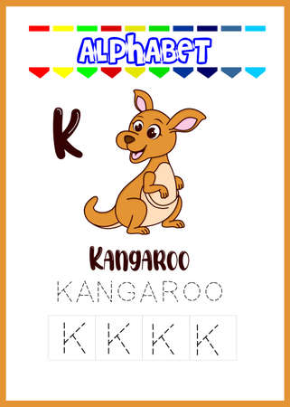 alphabet letter k for kangaroo. cute kangarooのイラスト素材