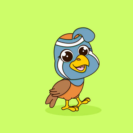 cute quail in flat design. cartoon illustrationのイラスト素材