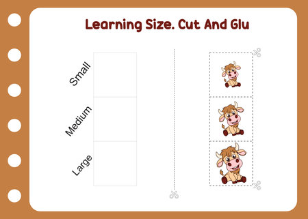 learning size cut and glue yakのイラスト素材