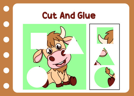 cut and glue yak cute cartoon vectorのイラスト素材