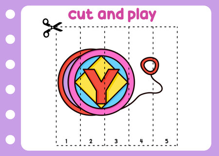 cut and play yo-yo kids gameのイラスト素材