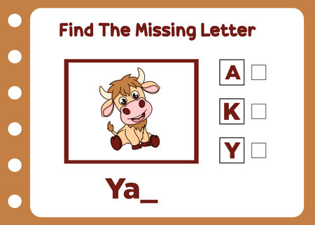 find the missing letter of yak vectorのイラスト素材