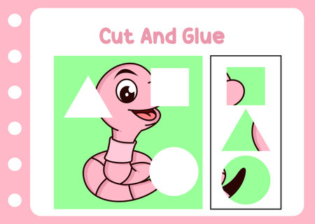 cut and glue for cute wormのイラスト素材