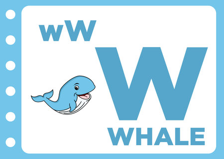 letter w is for whale cartoon vectorのイラスト素材