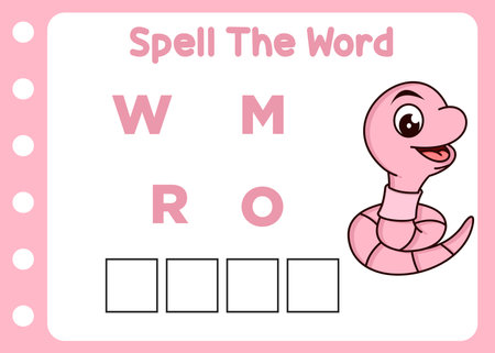 spell the word of worm cartoonのイラスト素材