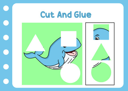cut and glue whale vectorのイラスト素材