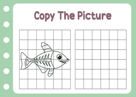 copy the picture of x fish cartoonのイラスト素材
