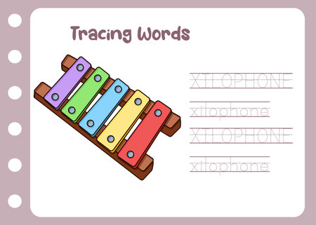 learn to trace the word of xylophoneのイラスト素材