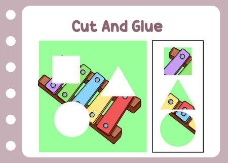 cut and glue the xylophone for childrenのイラスト素材