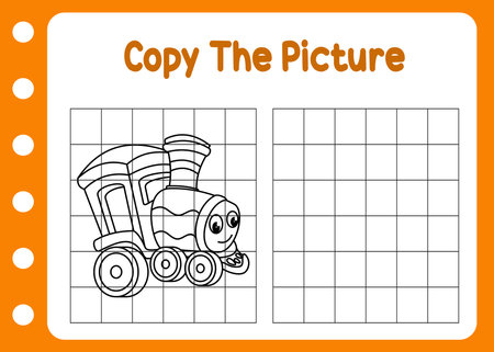 copy the picture cute train. kids fun gameのイラスト素材