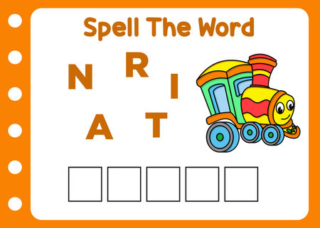spell the word of cute train. cartoon trainのイラスト素材