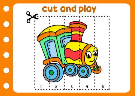 cut and play cute little train. a game for kidsのイラスト素材