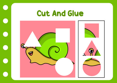 cut and glue cute snail. fun gameのイラスト素材