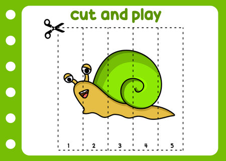 cut and play cute snail. game for kids .のイラスト素材