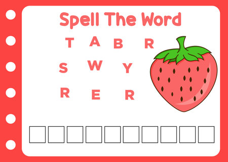 spell the word of strawberry. kids learn to spellのイラスト素材