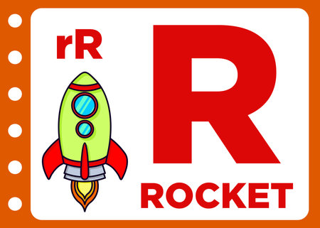 letter R is for rocket. cartoon rocket free vectorのイラスト素材
