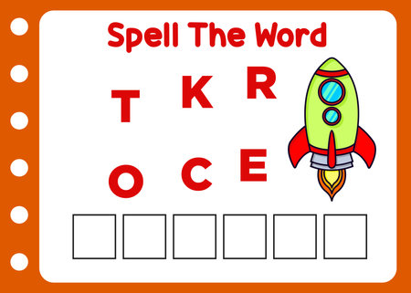 spell the word of rocket. kids spellingのイラスト素材