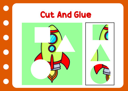 cut and glue the rocket. puzzle game for childrenのイラスト素材