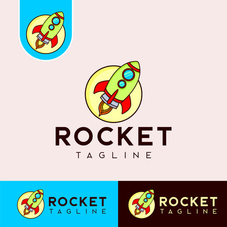 Rocket Logo Design. Modern Rocket Logo. Ilustrasi Vektor Template Logo Roketのイラスト素材