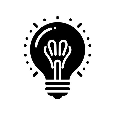 Light bulb black icon, concept illustration, glyph symbol, vector flat sign.のイラスト素材