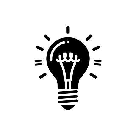 Light bulb black icon, concept illustration, glyph symbol, vector flat sign.のイラスト素材