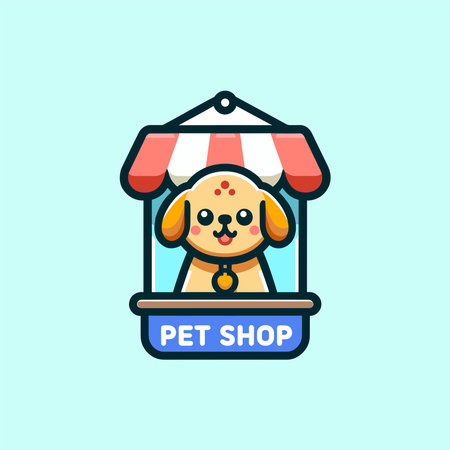 Pet shop care animal mascot logo characterのイラスト素材