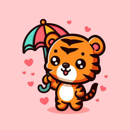 baby tiger cartoon vector icon illustrationのイラスト素材