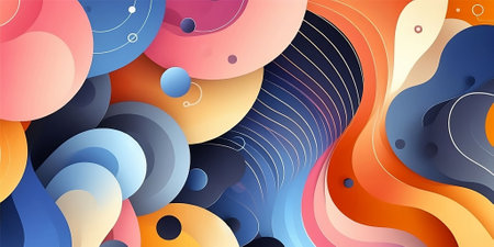 Colorful abstract background with dynamic effect. Fluid shapes composition. Vector designの写真素材