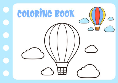 coloring book for kids. Airship coloring for children.のイラスト素材