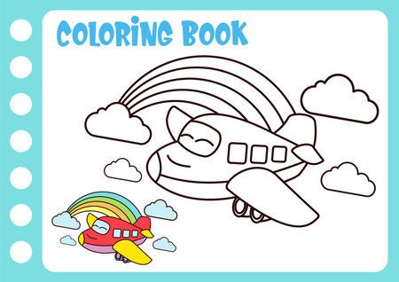 Coloring book for children: Airplane. Coloring book for kids.のイラスト素材