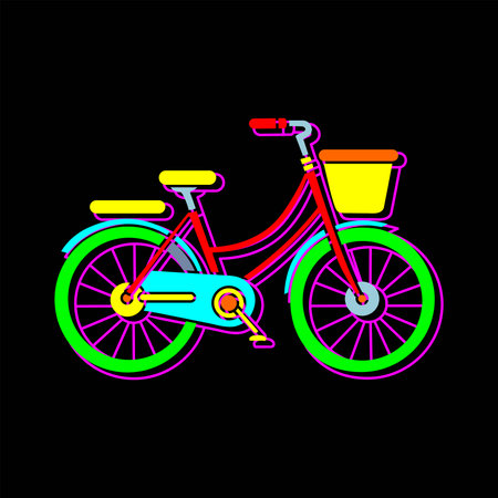 Hand drawn bicycle. Bicycle flat illustration isolatedのイラスト素材