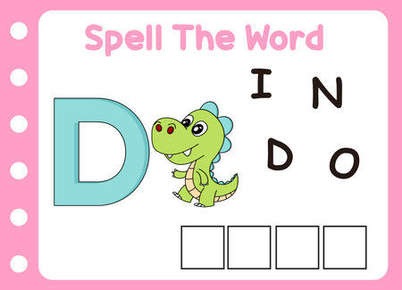 spell the word of dino . cute little dinoのイラスト素材