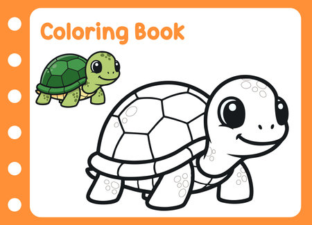 coloring book for kids. cute little turtleのイラスト素材