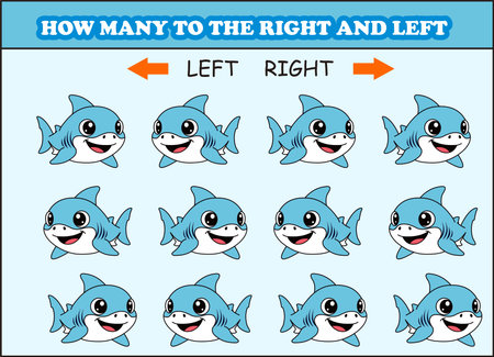 how many shark to the left and right. animal arrowのイラスト素材