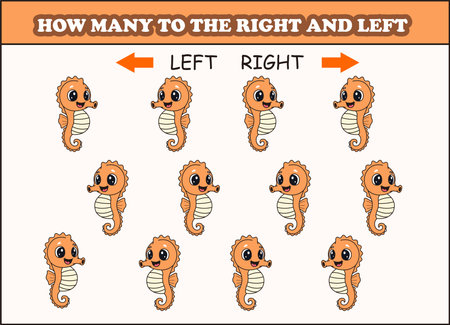 how many seahorse to the left and right. animal arrowのイラスト素材