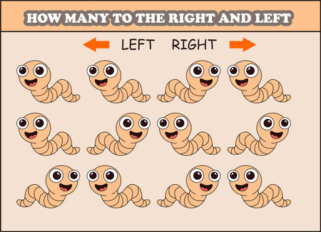 how many worm to the left and right. animal arrowのイラスト素材