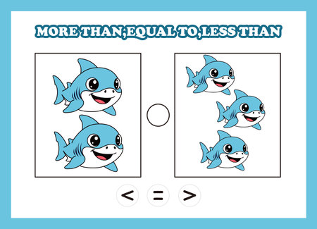 count animal shark more than equal to less thanのイラスト素材